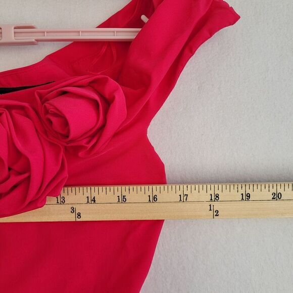 NEW ZARA Off-the-Shoulder Draped Mini Dress Rosette Floral XL Pink 3466/880 Prom - Picture 11 of 13